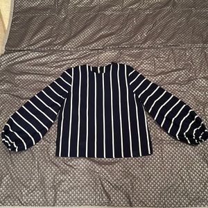 Shein Navy and white striped polyester blouse